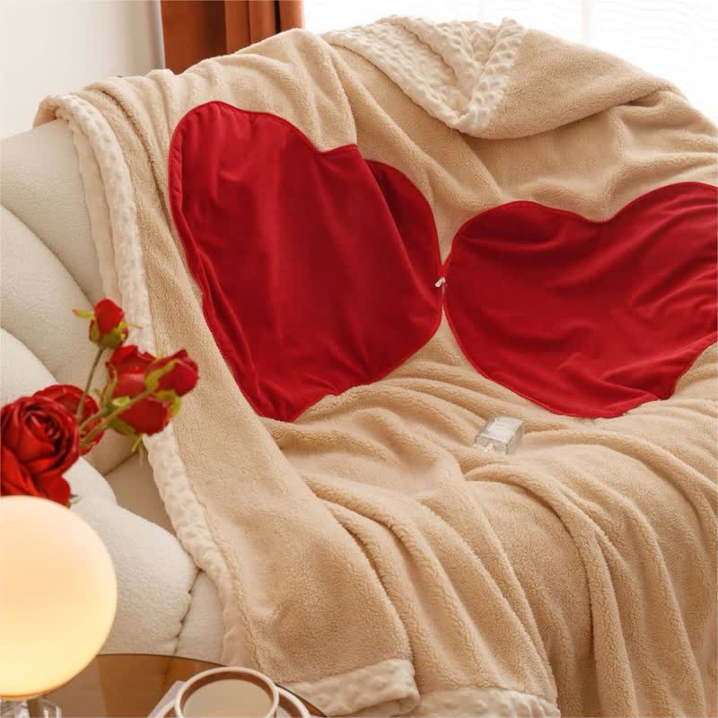 Valentine's Day Heart Print Decorative Blanket