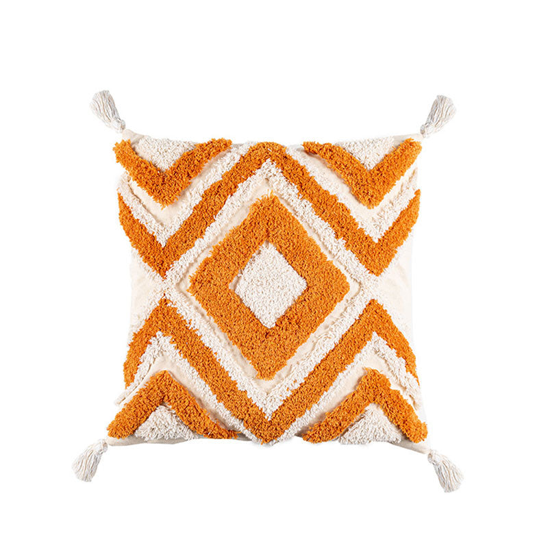 Morocco Jacquard Pillow Cover With Tassels