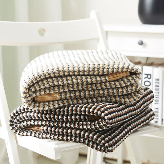 Striped Knitted Pattern Sofa Blanket Bed Blanket