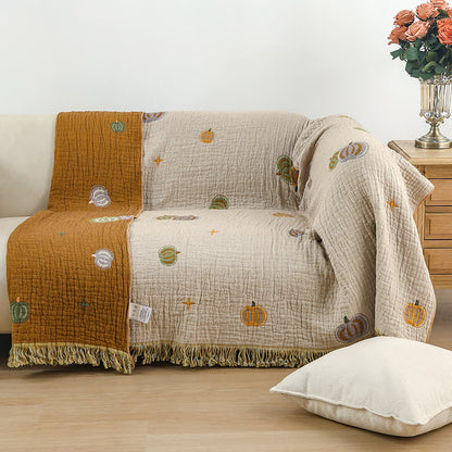 Pumpkin Pure Cotton Blanket Sofa Cover