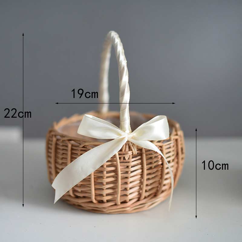 The Size of Wicker Rattan Baskets Flower Girl Baskets with Handle (2PCS)