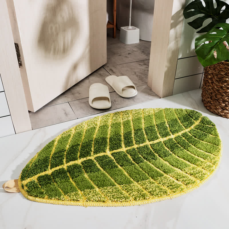 Ownkoti Green Banana Leaf Soft Door Rug