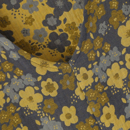 Ownkoti Yellow Plum Flower V-neck Button Loungewear