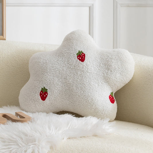 Cloud Shape Strawberry Cushion Plush Pillow Pillows Ownkoti White 50cm x 42cm x 10cm