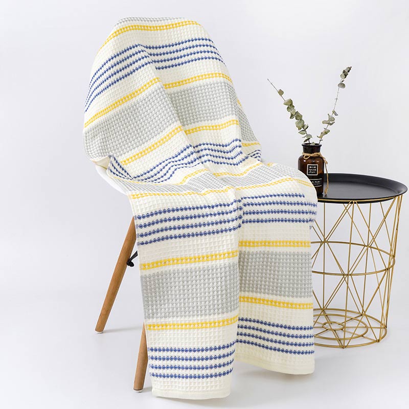 Colorblock Striped Cotton Bath Towel