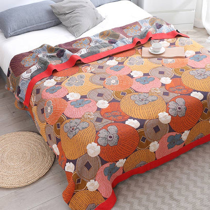 Colorful Persimmon Cotton Gauze Reversible Quilt Quilts Ownkoti 2
