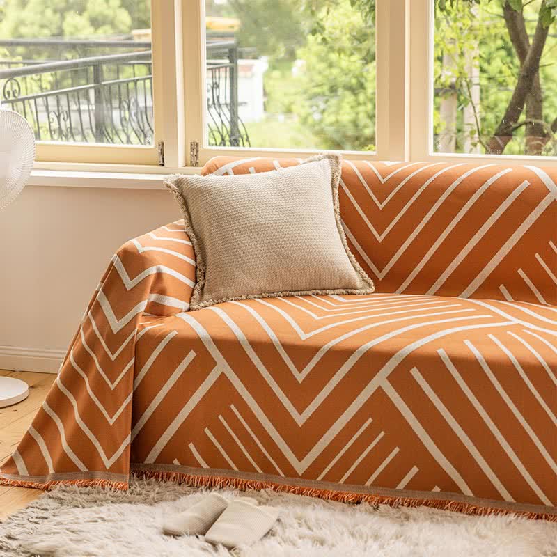 Ownkoti Diamond Stripe Multifunctional Blanket Sofa Protecto