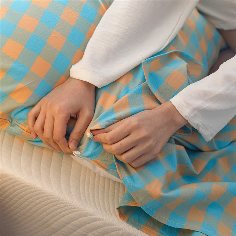 Grid Pattern Breathable Cotton Sleeping Bag Sleeping Bag Ownkoti 44