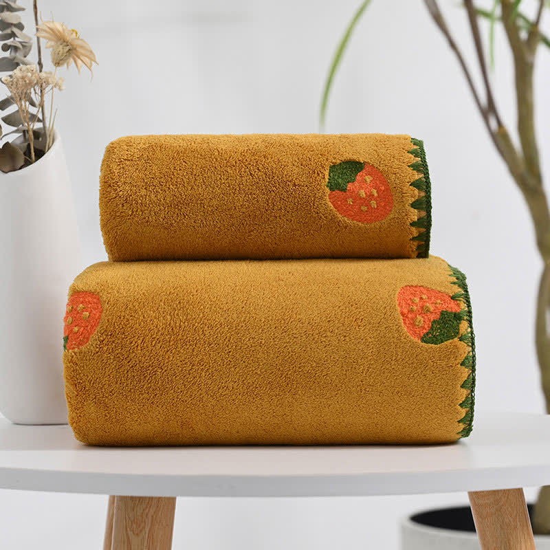 Fruit Bathroom Towel Beach Towel Set (2PCS) Towels Ownkoti Yellow