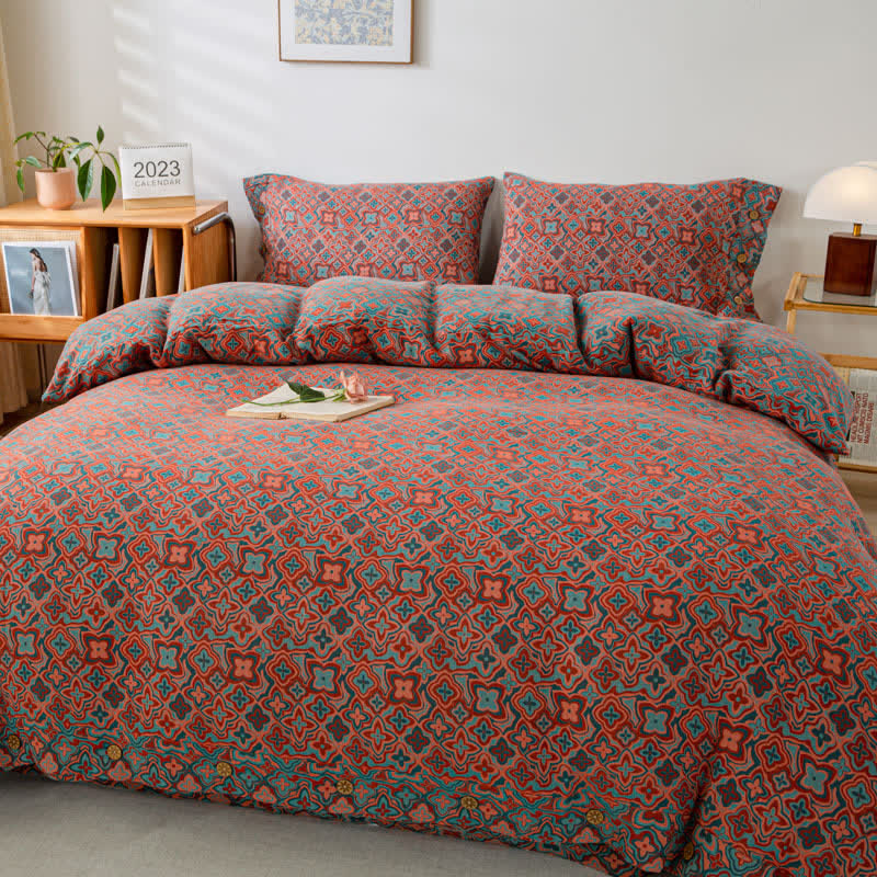 Four Leaf Clover Cotton Button Bedding Set (4PCS) Bedding Set Ownkoti 2