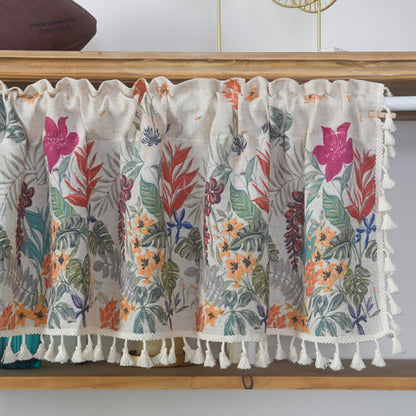 Pastoral Style Cotton Linen Cafe Curtain