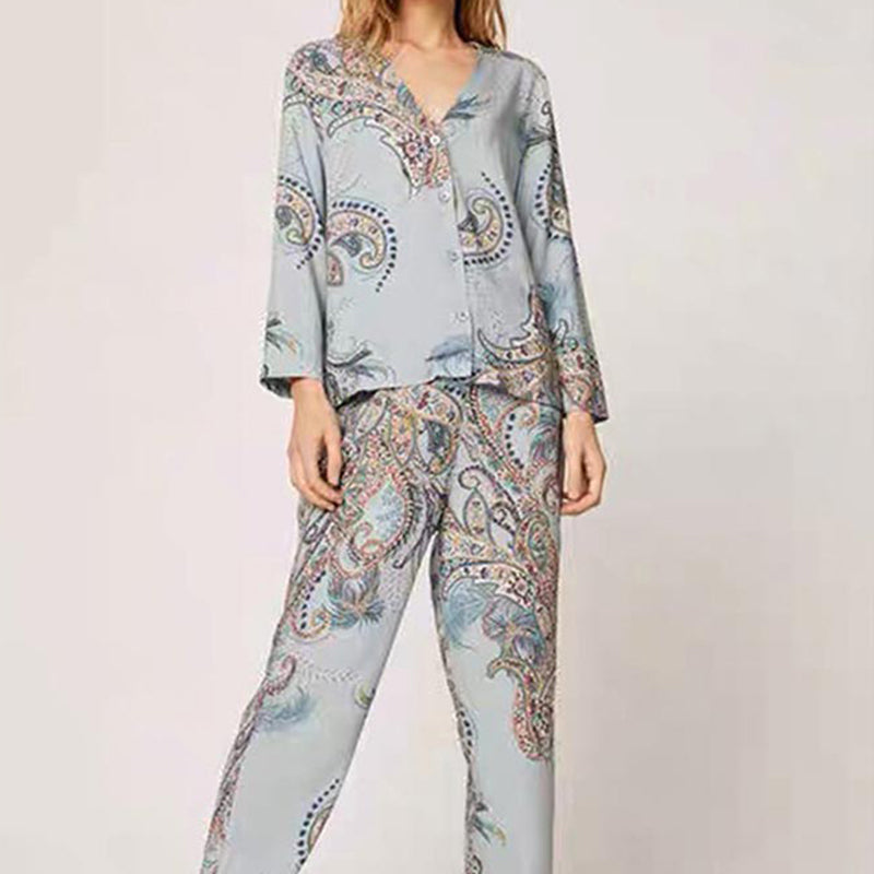 Ownkoti Black Flower Satin Pajama Set Loungewear