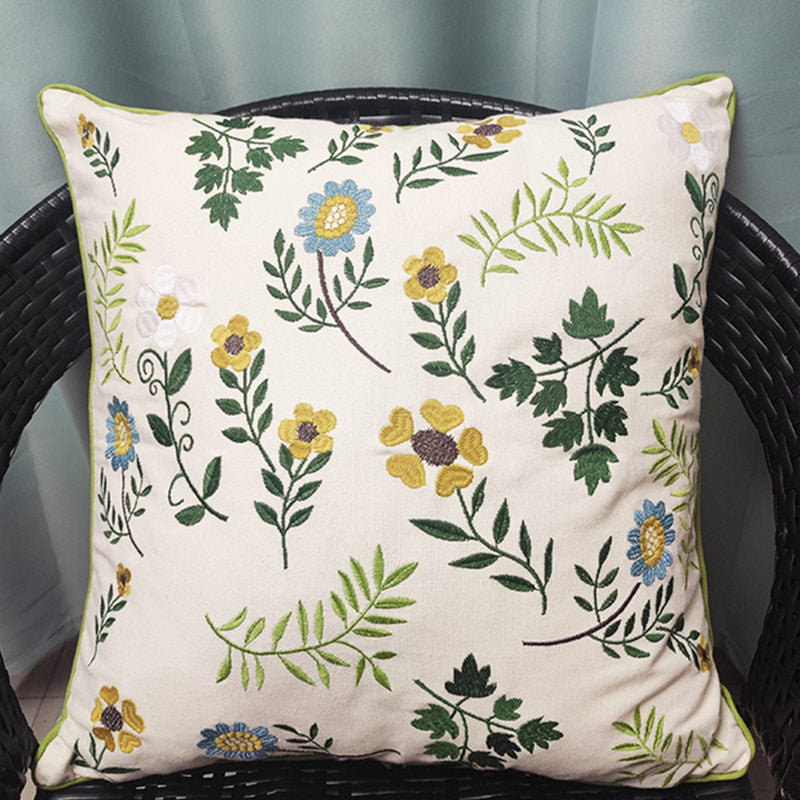 Stylish Yellow Flower Embroidered Pillow Cover Pillowcases Ownkoti 2