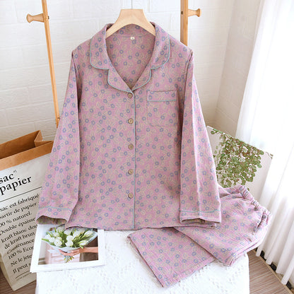 Pure Cotton Jacquard Leaf Pajama Set
