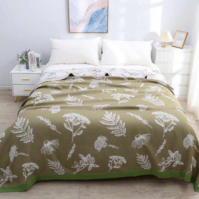 Leaf Flower Soft Cotton Reversible Quilt Quilts Ownkoti 3