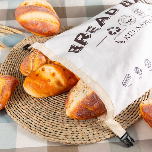 Print Ecobag Bread Bag Produce Bag with Buckle (2PCS)