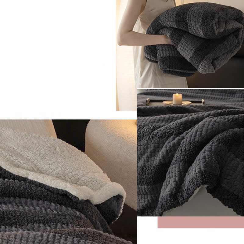 Luxurious Striped Thick Cozy Plush Blanket ownkoti