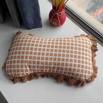 Flower Pattern Buckwheat Pillow with Lace(1PCS)