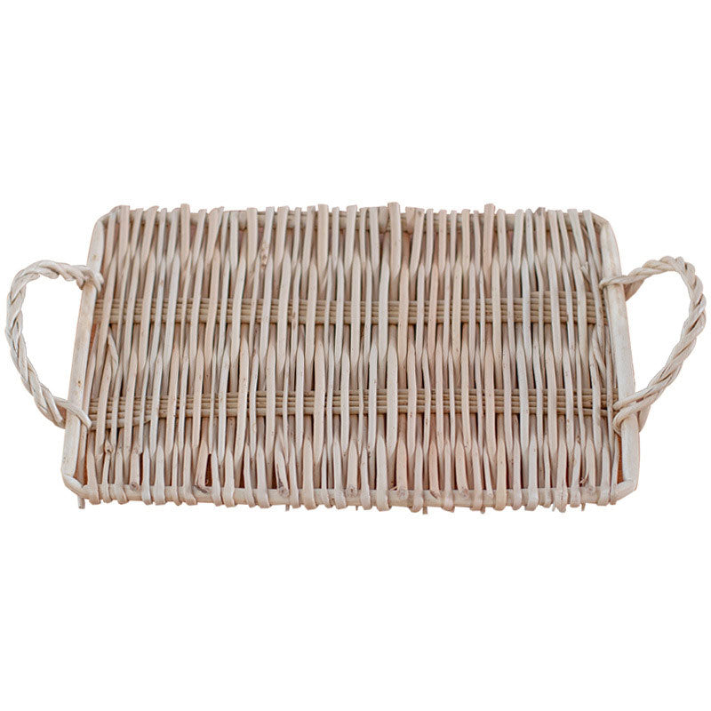 Vintage Hand Woven Wicker Bread Tray With Handles