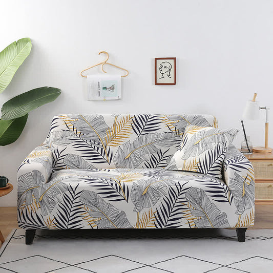 Ownkoti Banana Leaf Sofa Cover with One Pillowcase