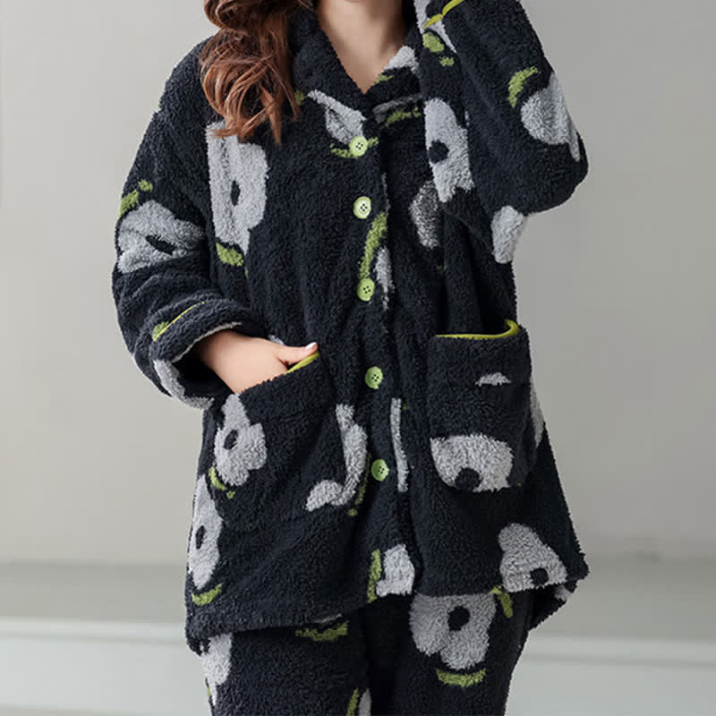 Floral Long Sleeve Fleece Pajama Set – ownkoti