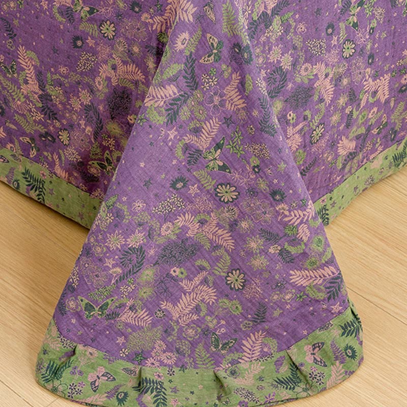 Boho Flower Purple Cotton Bedding Sets(4PCS) Bedding Set Ownkoti 11