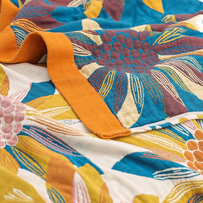 Ownkoti Yellow Flower Print Cotton Reversible Quilt Quilts Ownkoti 11