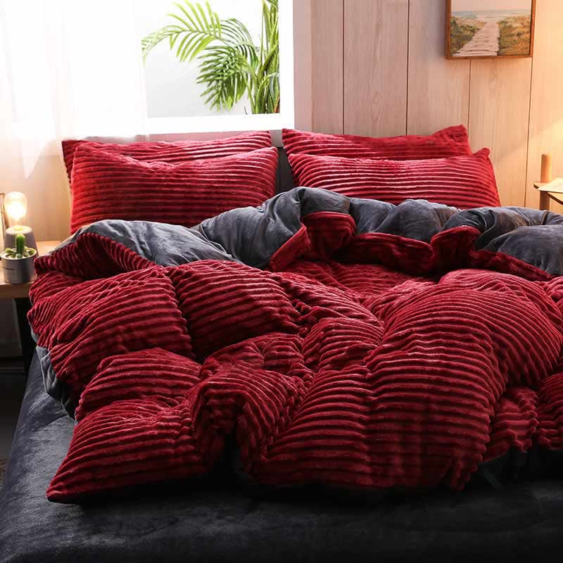 Pure Color Thick Velvet Bedding Set