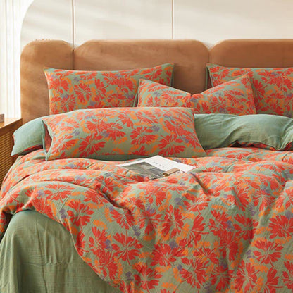 Leaf Pattern Duvet Cover Bedsheet & Pillowcases (4PCS) Bedding Set Ownkoti 3