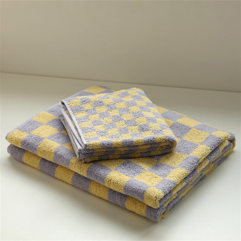 Retro Checkerboard Breathable Cotton Towel