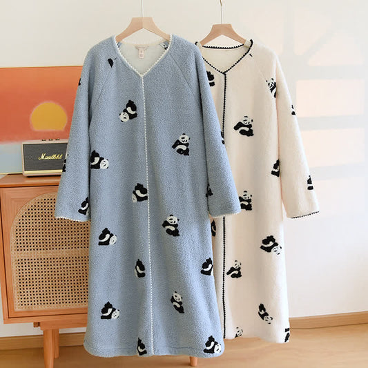 Cute Panda Warm Fleece Nightdress