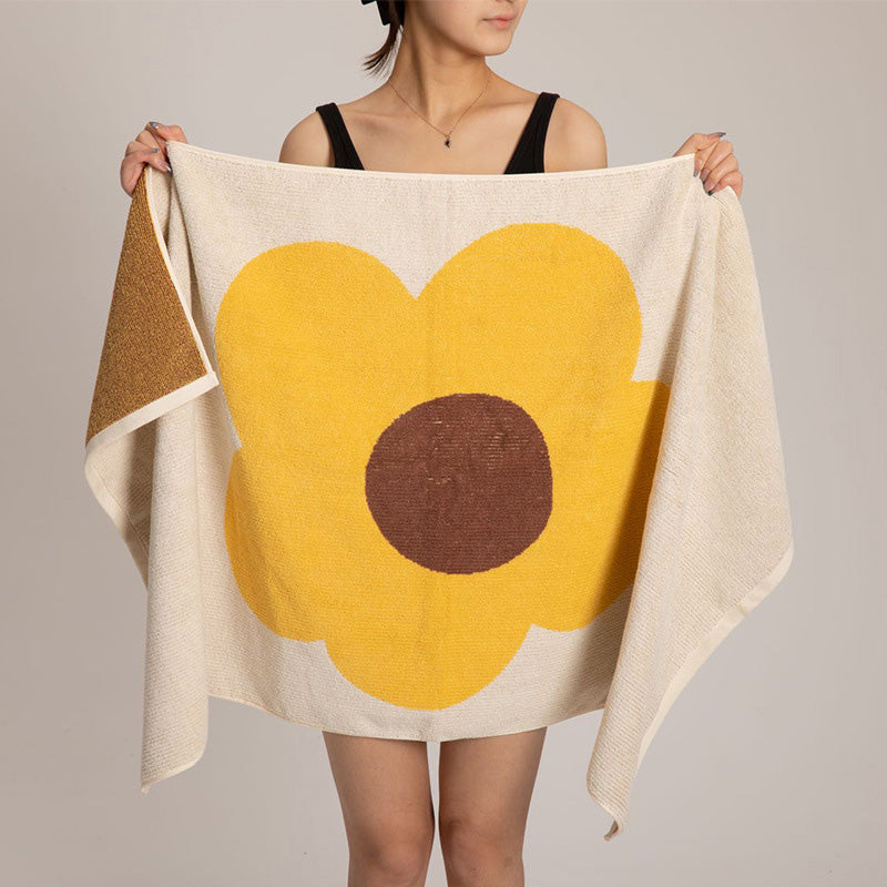 Flower Pattern Colorblock Breathable Cotton Towel