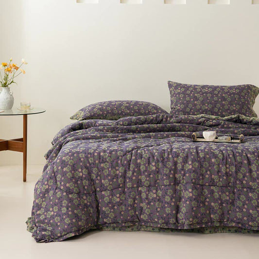 Luxurious Floral Cotton Gauze Organic Quilt
