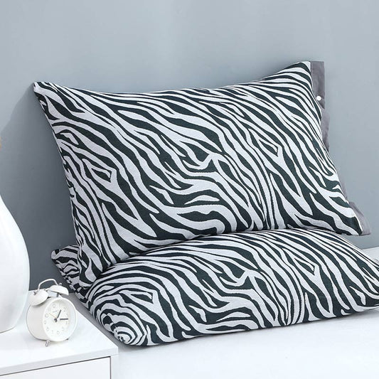 Zebra Pattern Pillow Sham Pillow Cases (2PCS) Pillowcases Ownkoti Black 48cm x 74cm