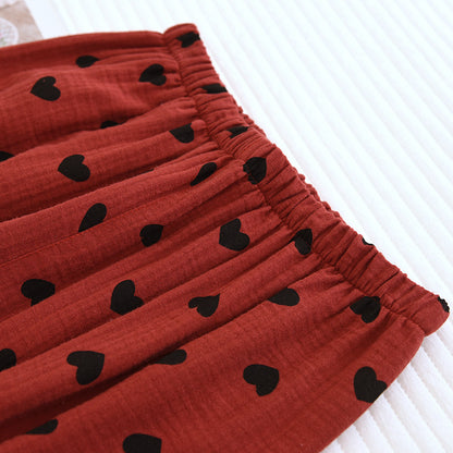 Heart Print Pure Cotton Pajama Set(3PCS)