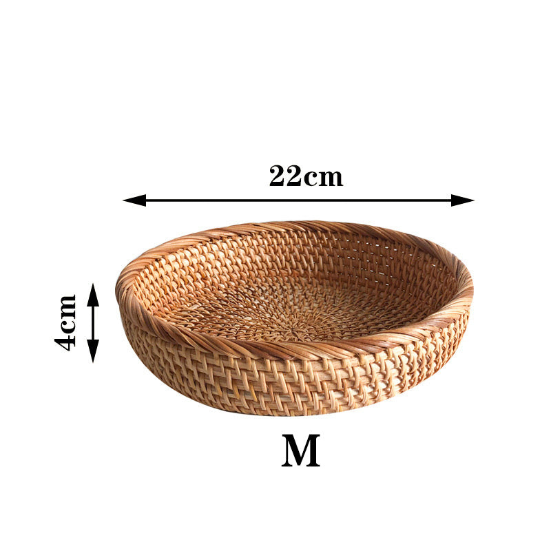 The Size of Hand Woven Round Rattan Tray for Food