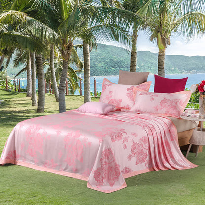 Peony Print Coverlet Blanket with Pillowcases (3PCS) Coverlets Ownkoti Pink King