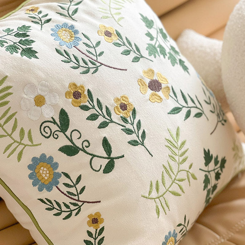 Stylish Yellow Flower Embroidered Pillow Cover Pillowcases Ownkoti 3