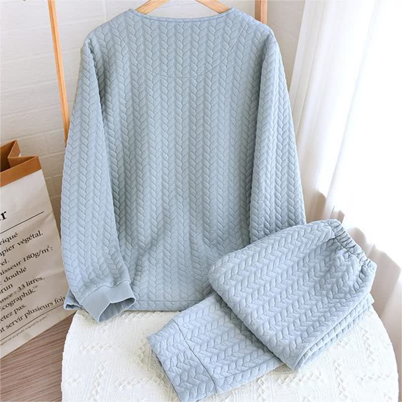 Simple Round-neck Air Cotton Pajama Set