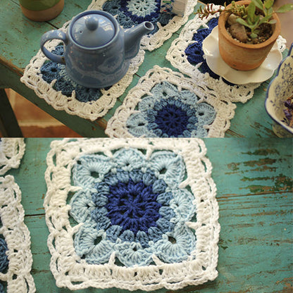 Square Crochet Flower Placemats Coasters (4PCS)