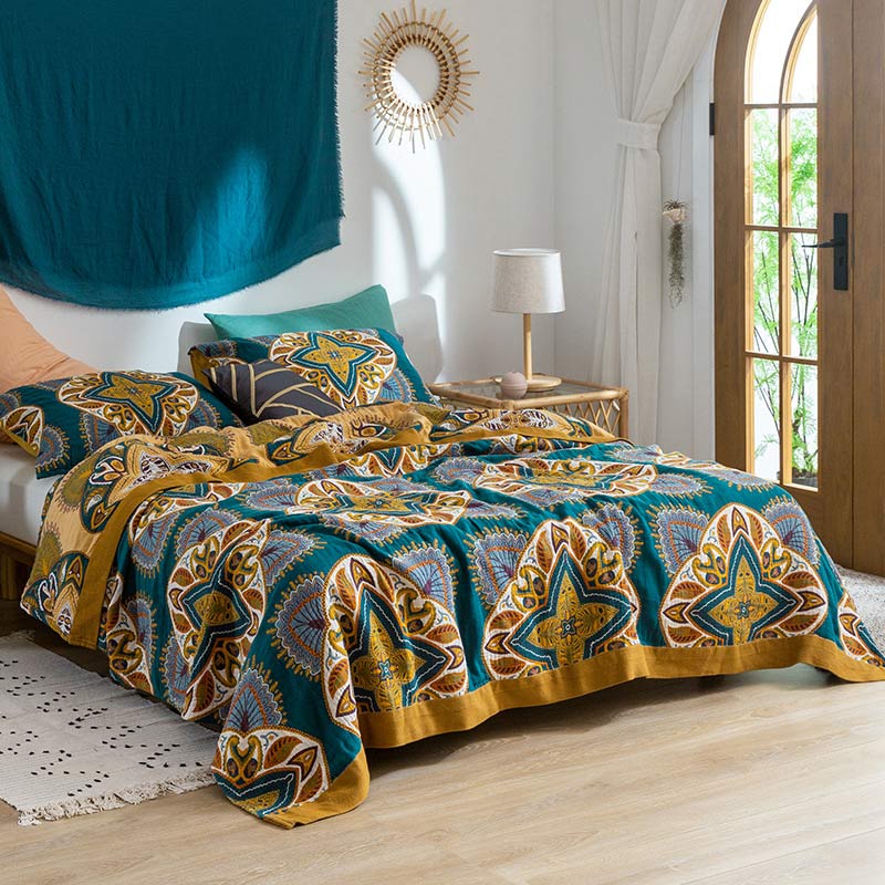 Multicolor Cotton Reversible Design Lightweight Quilt