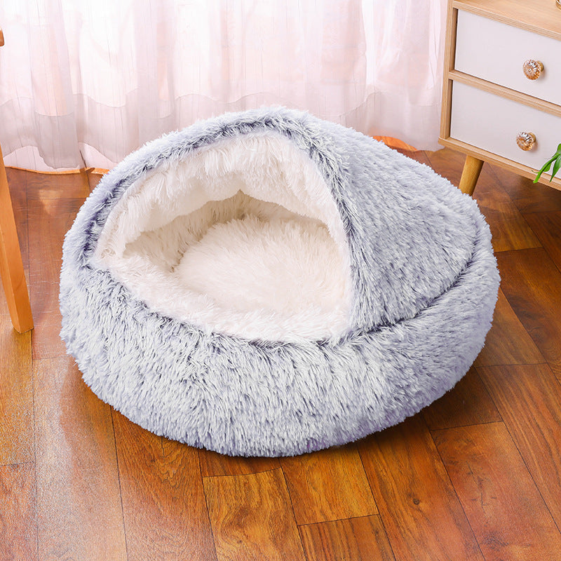 Semi-enclosed Warm Fleece Pet Bed
