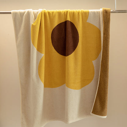 Flower Pattern Colorblock Breathable Cotton Towel