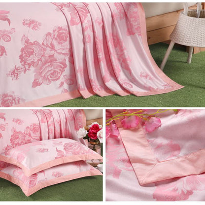Peony Print Coverlet Blanket with Pillowcases (3PCS) Coverlets Ownkoti 1