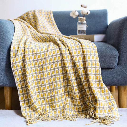 Knitted Sofa Blanket Couch Blanket With Tassels