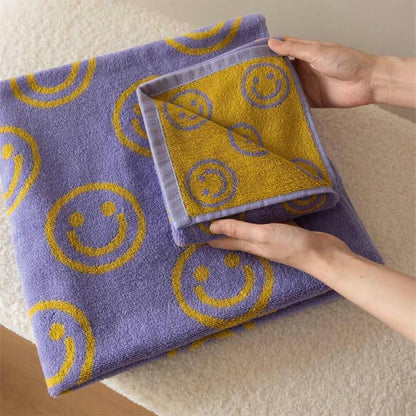 Ownkoti Smiling Pattern Combed Cotton Soft Towel