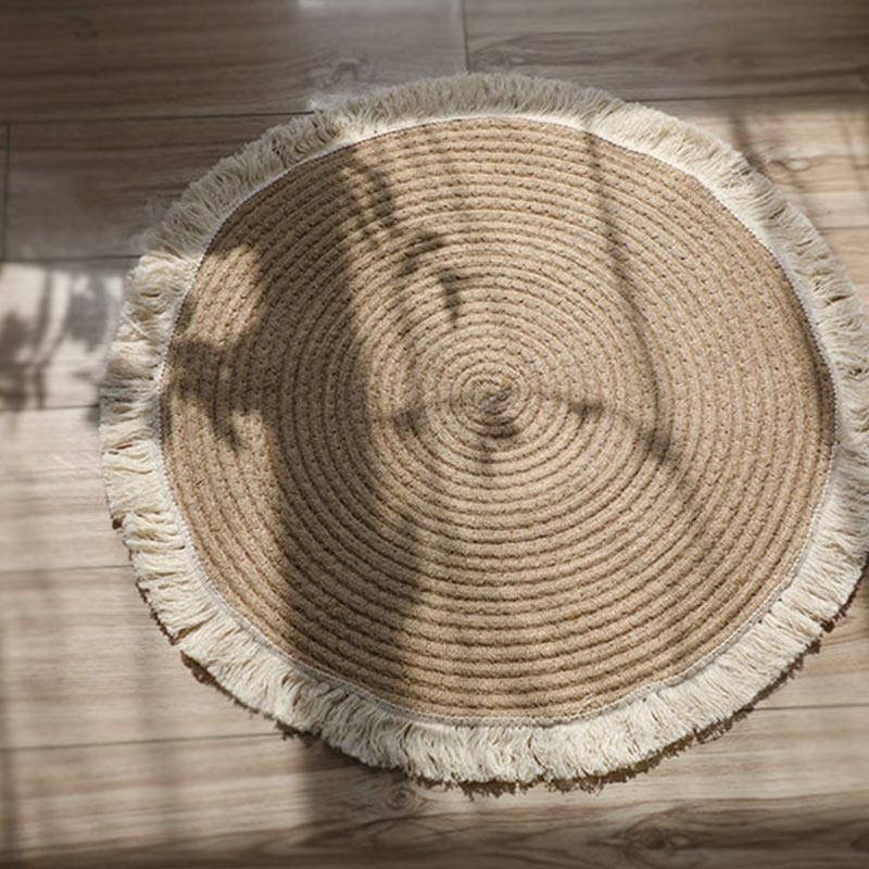 Circle Doorway Rug Tassel Weave Mat