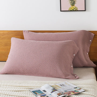 Solid Grid Patterned Cotton Pillow Cases (2PCS)