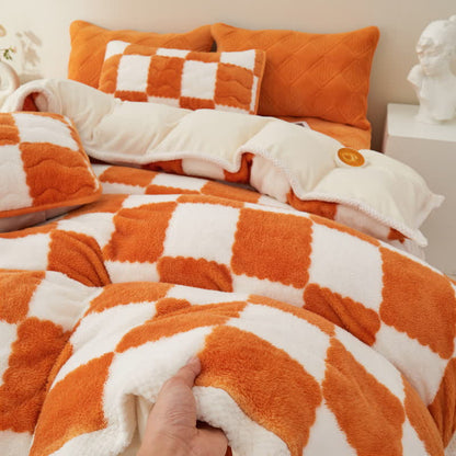 Checkerboard Soft Duvet Cover Fleece Blanket