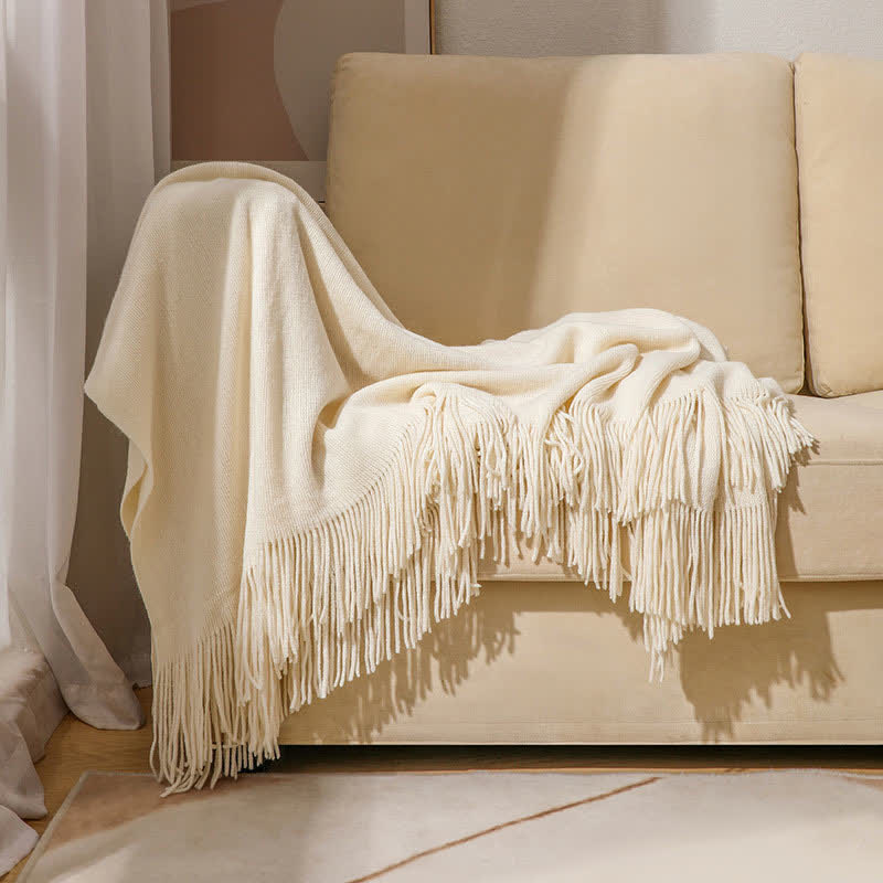 Beige discount tassel throw